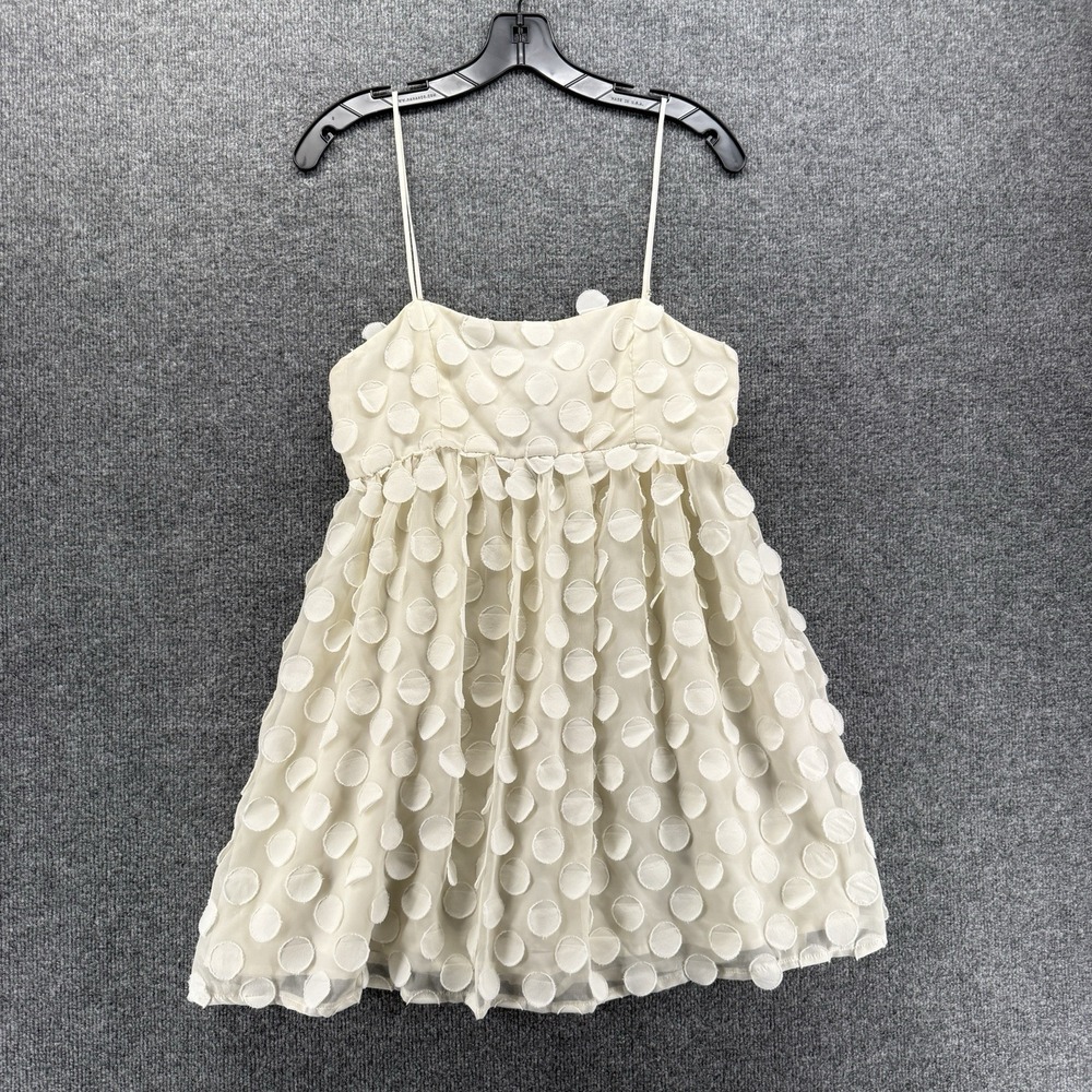 Forever21 Dress Womens M Ivory Polka Dots Babydoll Sleeveless Coquette Soft Girl